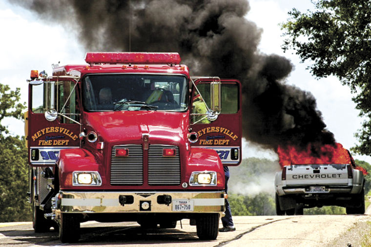 Fire damages truck